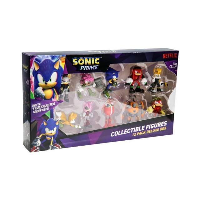 P.M.I. Sonic Prime 12 Pack Deluxe Box - including 2 rare hidden characters (S1) Collectible Figures (6.5cm) (Random) (SON2080)