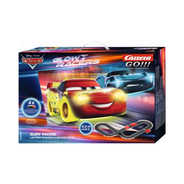 Carrera GO!!! Set: Disney Cars - Glow Racers Lightning McQueen VS Jackson Storm - Battery Operated 1:43 (20063521)