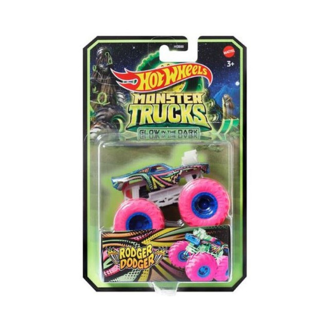 Mattel Hot Wheels Monster Trucks: Glow in The Dark - Rodger Dodger (HWC91)