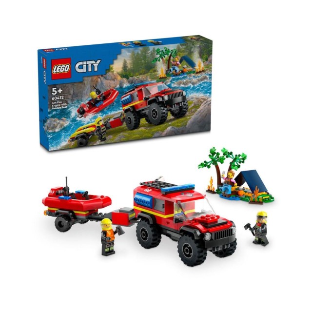 LEGO® City: 4x4 Fire Truck with Rescue Boat Toy (60412)