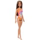 Mattel Barbie: Beach - Light Brown Hair Doll Wearing Tropical Pink and Orange Swimsuit (HPV21)