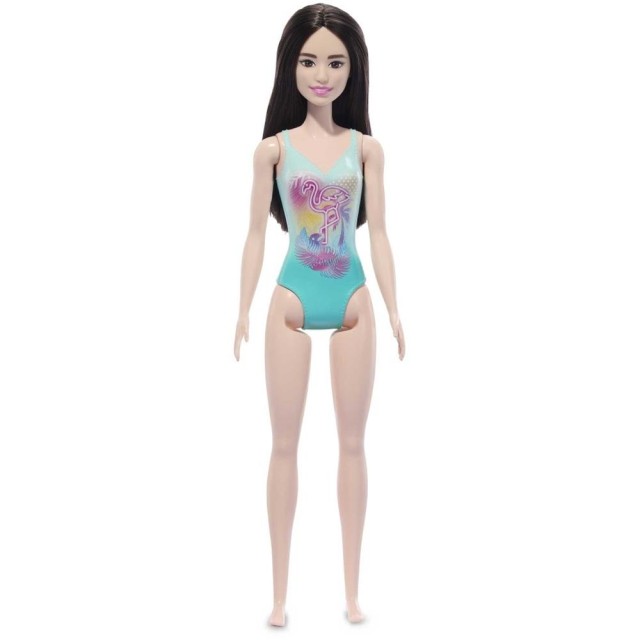 Mattel Barbie: Beach - Black Hair Doll Wearing Tropical Blue Swimsuit (HPV22)