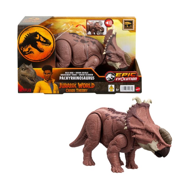 Mattel Jurassic World: Epic Evolution Chaos Theory - Wild Roar Pachyrhinosaurus (HTK72)