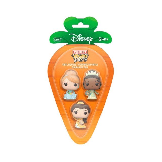 Funko 3-Pack Carrot Pocket Pop!: Disney Princess - Cinderella / Tiana / Bella Vinyl Figures