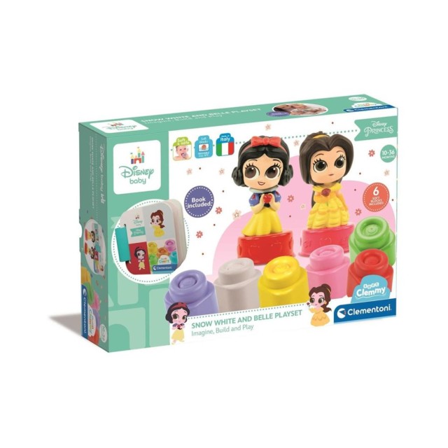 AS Baby Clementoni Disney Princess: Soft Clemmy Touch & Play - Snow White and Belle Playset Building Blocks (1033-17843)