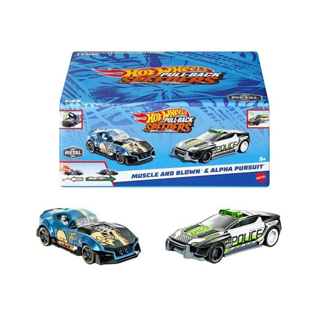 Mattel Hot Wheels: Pull-Back Speeders - Muscle and Blown & Alpha Pursuit (HPR97)