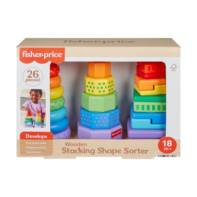 Fisher-Price - Wooden Stacking Shape Sorter (HXT76)