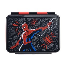 Stor: Marvel: Spiderman Black Board -  Stainless Steel Clamp Rectangular Sandwich Box (1100ml) (74756)