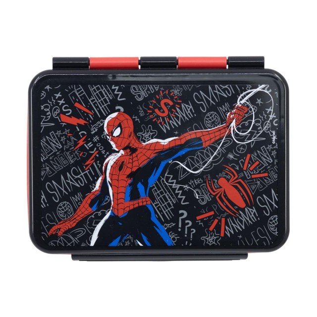 Stor Marvel: Spiderman Black Board -  Stainless Steel Clamp Rectangular Sandwich Box (1100ml) (74756)