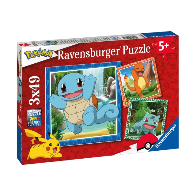 Ravensburger Puzzle: Pokemon - Charmander, Bulbasaur and Squirtle (3x49pcs) (5586)