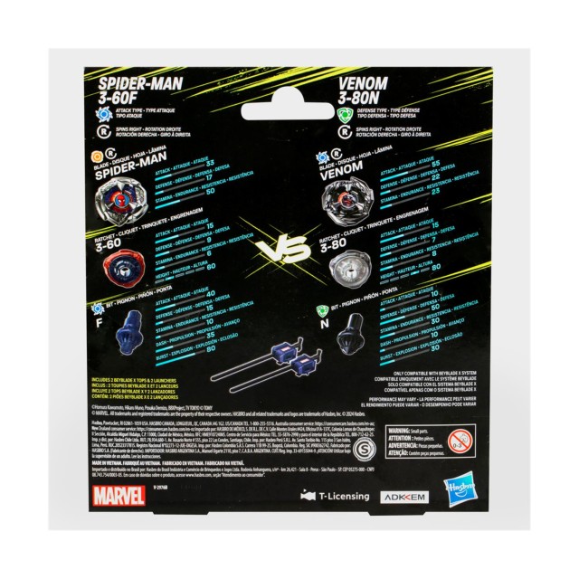 Hasbro Marvel: Bey Blade X - Spider-Man 3-60F VS. Venom 3-80N (G0288)