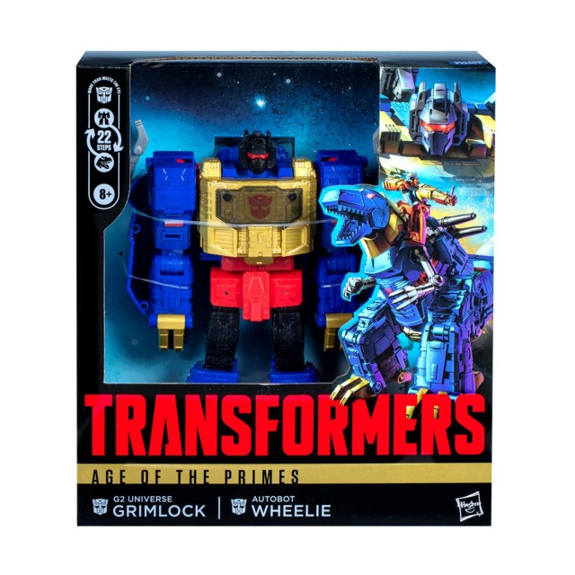 Hasbro Fans Transformers: Age of Primes Leader Class - G2 Universe Grimlock & Autobot Wheelie 2-Pack Action Figures (19cm) (G0487)