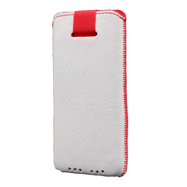 Θήκη Protect Ancus για Apple iPhone SE 5 5S 5C Nokia 105 TA-1174 και Huawei Y360 Old Leather Λευκή με Κόκκινη Ραφή