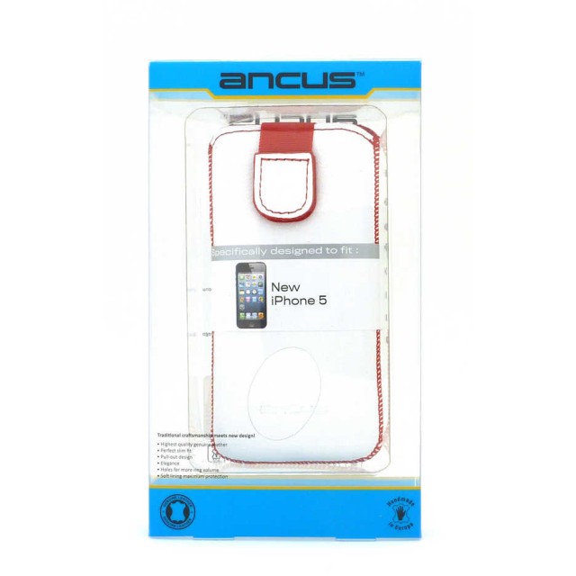 Θήκη Protect Ancus για Apple iPhone SE 5 5S 5C Nokia 105 TA-1174 και Huawei Y360 Old Leather Λευκή με Κόκκινη Ραφή