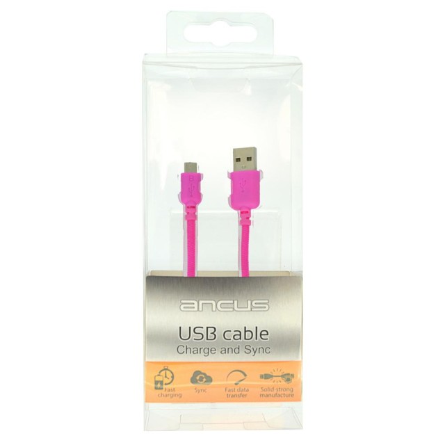 Καλώδιο σύνδεσης Κορδόνι Ancus USB σε Micro USB με Ενισχυμένες Επαφές Ρόζ