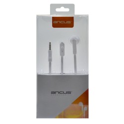 Hands Free Ancus Zeno Mono 3.5mm για Apple-Samsung-HTC-Sony Λευκό με Καλώδιο Πλακέ και Πλήκτρο Απάντησης