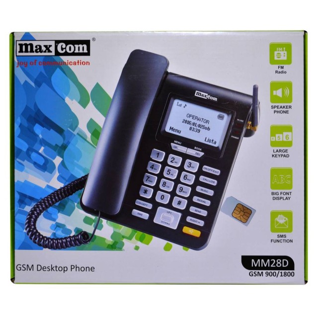 Σταθερό GSM Τηλέφωνο Maxcom Comfort MM28D Μαύρο με Λειτουργία Κινητού Τηλεφώνου και Ραδιόφωνο