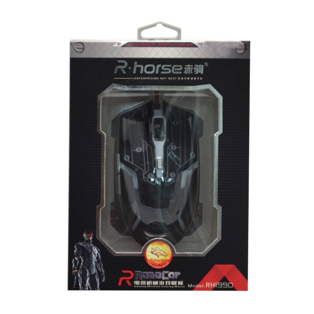 Ενσύρματο Ποντίκι R-horse RH-1990 Robocop Series με 5 Πλήκτρα και 3200 DPI Μαύρο - Γκρί