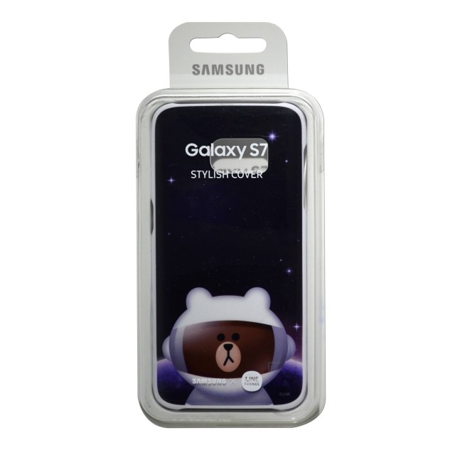 Θήκη Faceplate Samsung S7 Line Friends Cover "Mr. Brown" EF-XG930LDEGWW για SM-G930F Galaxy S7 Μαύρη