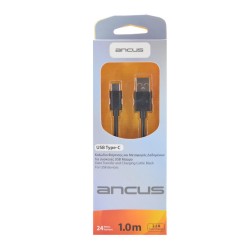 Καλώδιο σύνδεσης Ancus USB σε USB-C 2,1Α Μαύρο 1m