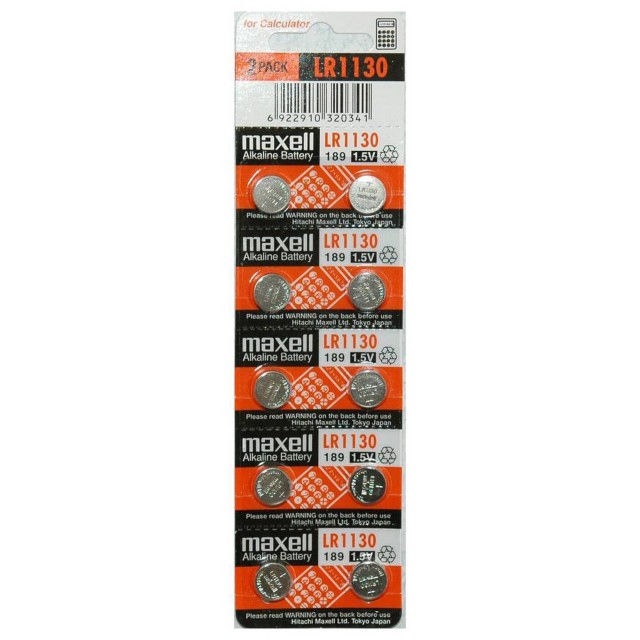 Buttoncell Maxell LR1130 AG10 LR54 389 390 Τεμ. 10 με Διάτρητη Συσκευασία