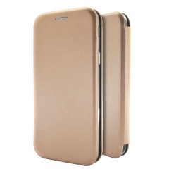 Θήκη Book Ancus Magnetic Curve για Apple iPhone XS Max TPU Ροζ - Χρυσαφί