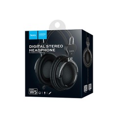 Ακουστικά Stereo Hoco W5 Manno 3.5mm Μαύρα με Μικρόφωνο και Πλήκτρο Ελέγχου