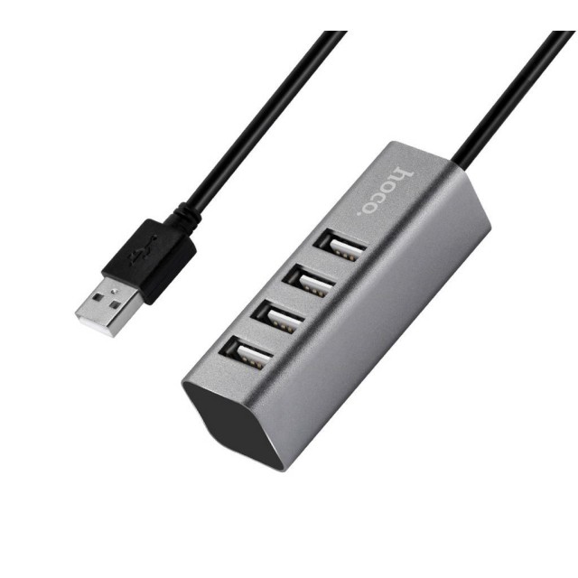 USB 2.0 Hub Hoco HB1 4 Θέσεων Γκρί