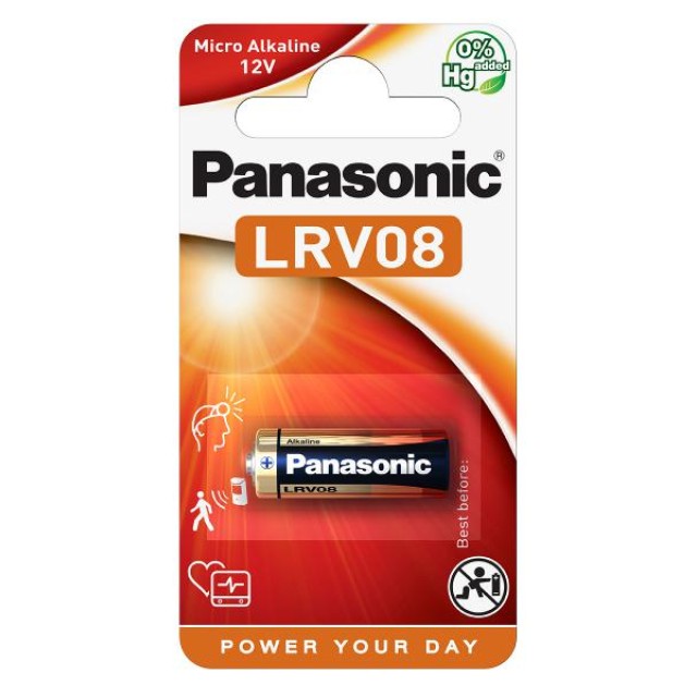 Μπαταρία Αλκαλική Panasonic LRV08 23A, 23GA, A23, E23A, GP23A, K23A, L1028, LR23A, LRV08, LRVO8, MN21, MS21, V23, V23GA, VR22 12V Τεμ. 1