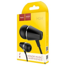 Hands Free Hoco M34 Earphones Stereo 3.5mm Μαύρο με Μικρόφωνο και Πλήκτρο Λειτουργίας