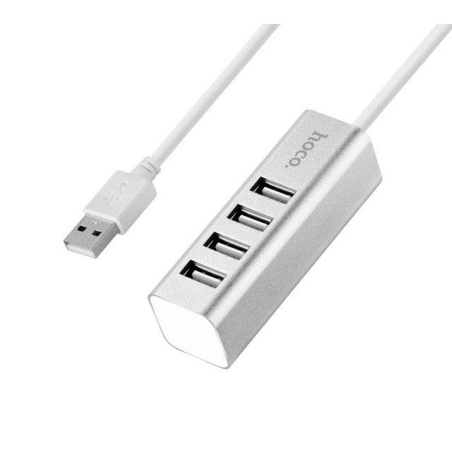 USB 2.0 Hub Hoco HB1 4 Θέσεων Ασημί