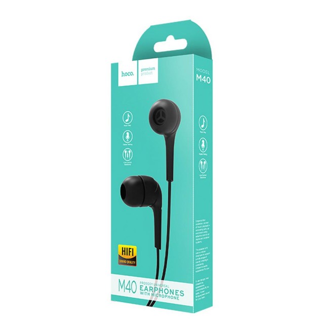 Hands Free Hoco M40 Prosody Earphones Stereo 3.5mm Μαύρα με Μικρόφωνο και Πλήκτρο Λειτουργίας