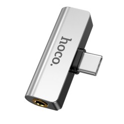 Αντάπτορας Hoco LS26 2 σε 1 USB-C σε USB-C και 3.5mm 1.5A Ασημί