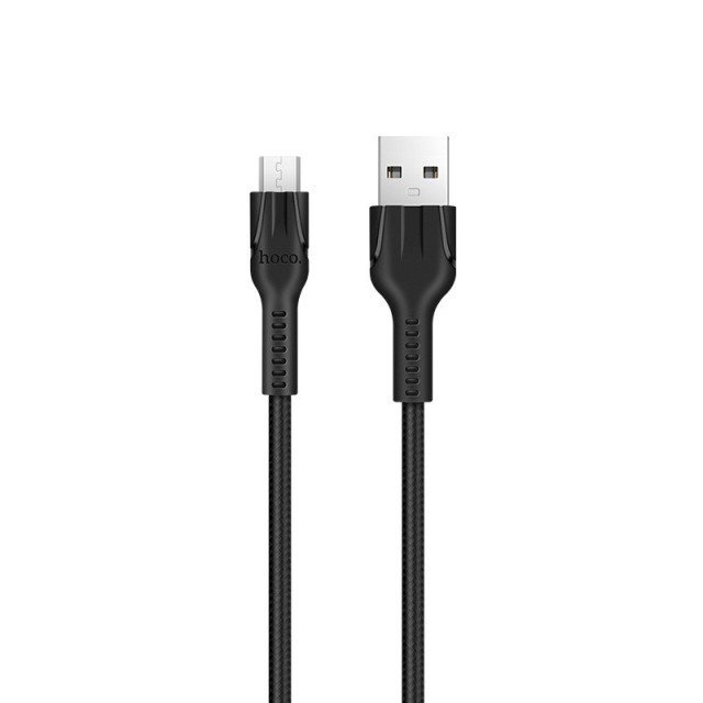 Καλώδιο σύνδεσης Hoco U31 Benay Braided με Νάυλον Κορδόνι USB σε Micro-USB 2.4A Μαύρο 1,2m