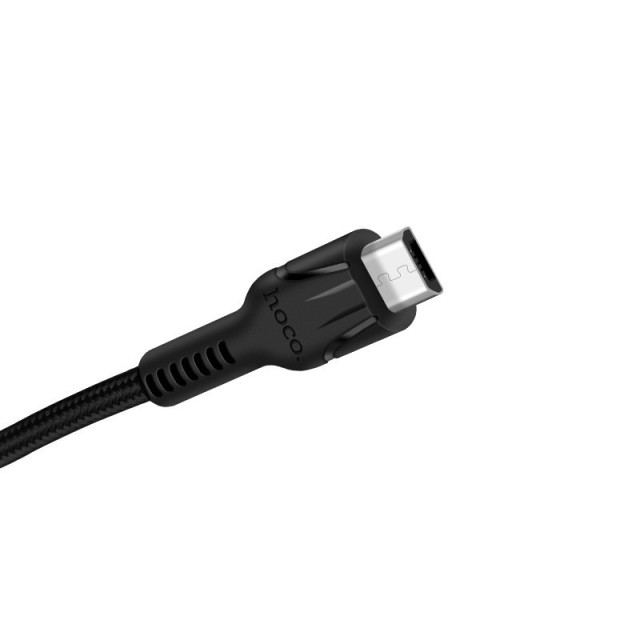 Καλώδιο σύνδεσης Hoco U31 Benay Braided με Νάυλον Κορδόνι USB σε Micro-USB 2.4A Μαύρο 1,2m