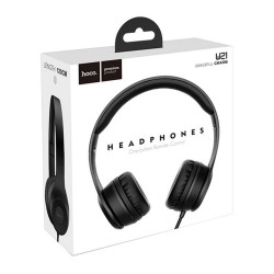 Ακουστικά Stereo Hoco W21 Graceful Charm 3.5mm με Μικρόφωνο Μαύρα
