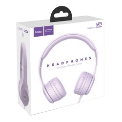Ακουστικά Stereo Hoco W21 Graceful Charm 3.5mm με Μικρόφωνο Μωβ