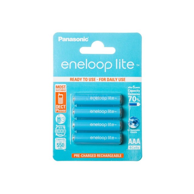 Μπαταρία Επαναφορτιζόμενη Panasonic eneloop lite BK-4LCCE/4BE 550 mAh size AAA Ni-MH 1.2V Τεμ. 4
