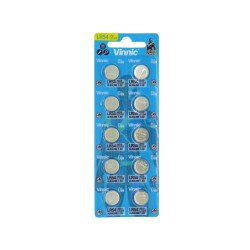 Buttoncell Vinnic G10 / AG10 / 189 / LR1130 / LR1131 / LR54  Τεμ. 10 με Διάτρητη Συσκευασία