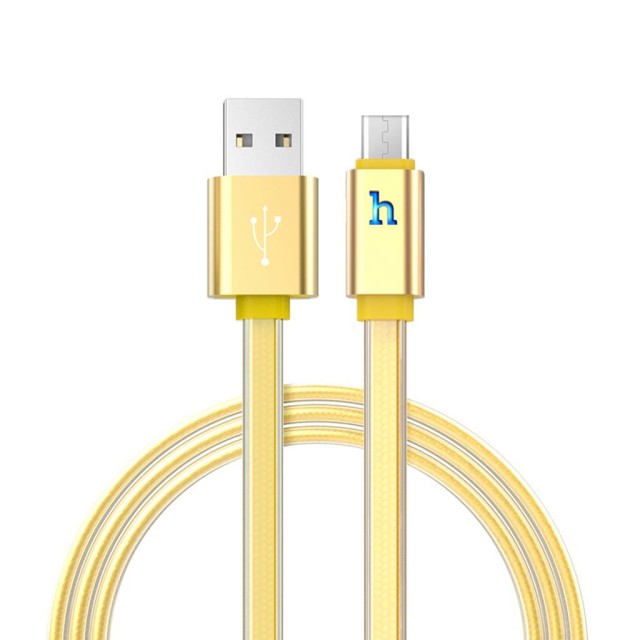 Καλώδιο σύνδεσης Hoco UPL 12 Plus USB σε Micro-USB 2.4A με PVC Jelly και Φωτεινή Ένδειξη 1,2m Χρυσαφί