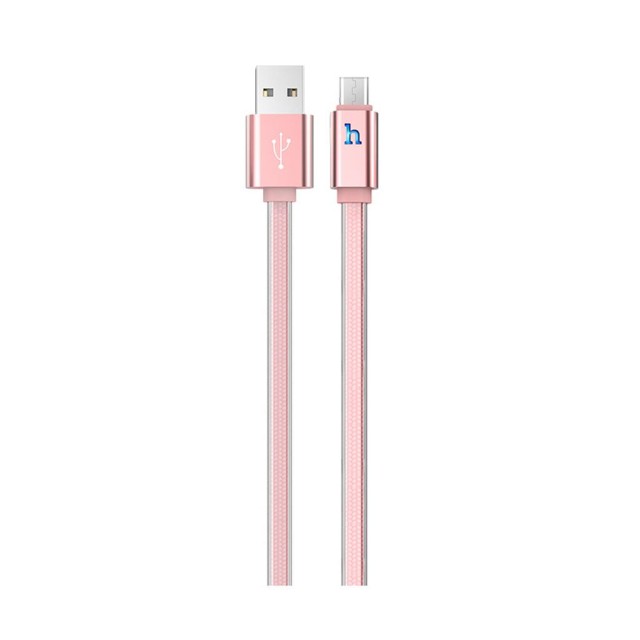 Καλώδιο σύνδεσης Hoco UPL 12 Plus USB σε Micro-USB 2.4A με PVC Jelly και Φωτεινή Ένδειξη 1,2m Ροζ Χρυσό