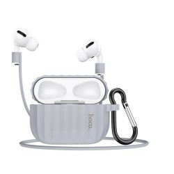 Θήκη Hoco WB20 Fenix Liquid Silicone Protective Γκρι για Airpods Pro με Λουράκι