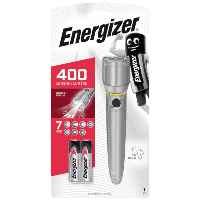 Φακός Energizer Vision HD Focus 400 Lumens με LED φακό και Μεταλλικό Σώμα Ασημί