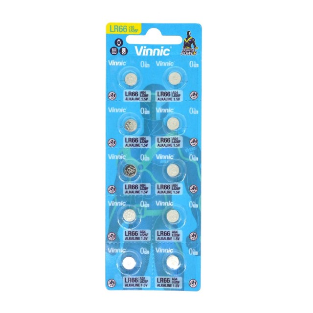 Buttoncell Vinnic L626F AG4 LR66 Τεμ. 10 με Διάτρητη Συσκευασία