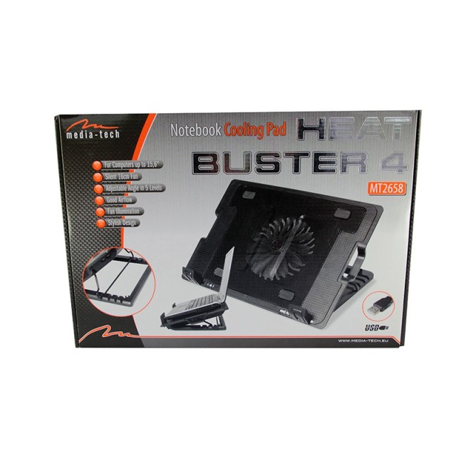 Laptop Cooler Media-Tech MT2658 Μαύρο για Φορητούς Υπολογιστές έως 15.6"