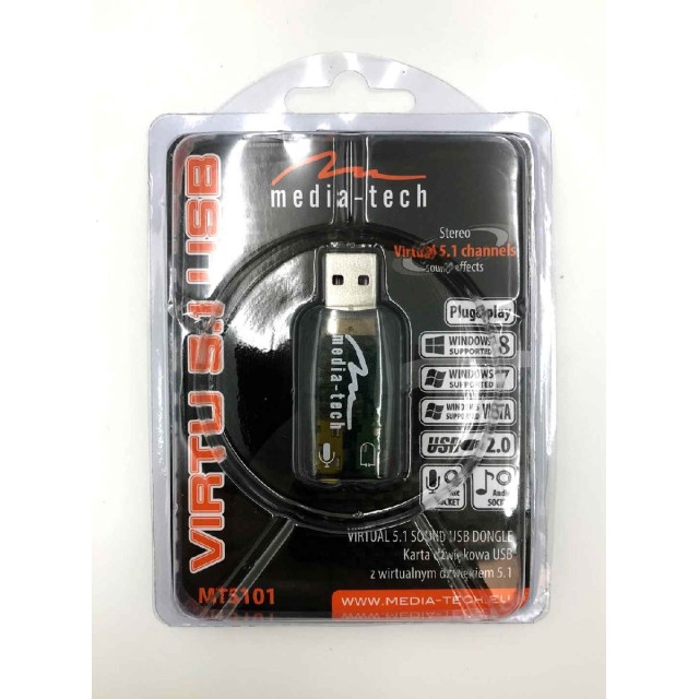 Εξωτερική Κάρτα Ήχου Media-Tech MT5101 2X3.5mm Θηλυκό σε USB 5.1 Αρσενικό Μαύρο