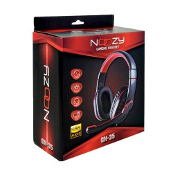 Ακουστικά Stereo Noozy GH-35 διπλού κονέκτορα 3.5mm για Gamers με Μικρόφωνο και Ρύθμιση Έντασης Ήχου Μαύρα-Κόκκινα