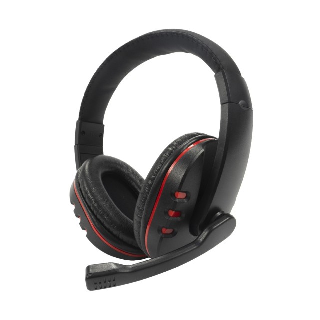 Ακουστικά Stereo Noozy GH-35 διπλού κονέκτορα 3.5mm για Gamers με Μικρόφωνο και Ρύθμιση Έντασης Ήχου Μαύρα-Κόκκινα