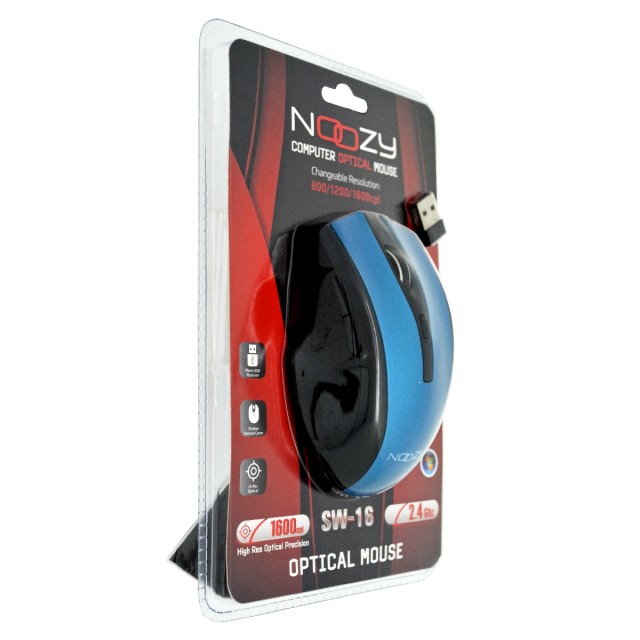 Ασύρματο Ποντίκι Noozy SW-16 USB 6D 2.4GHz με 6 Πλήκτρα και 1600DPI Μαύρο-Μπλε