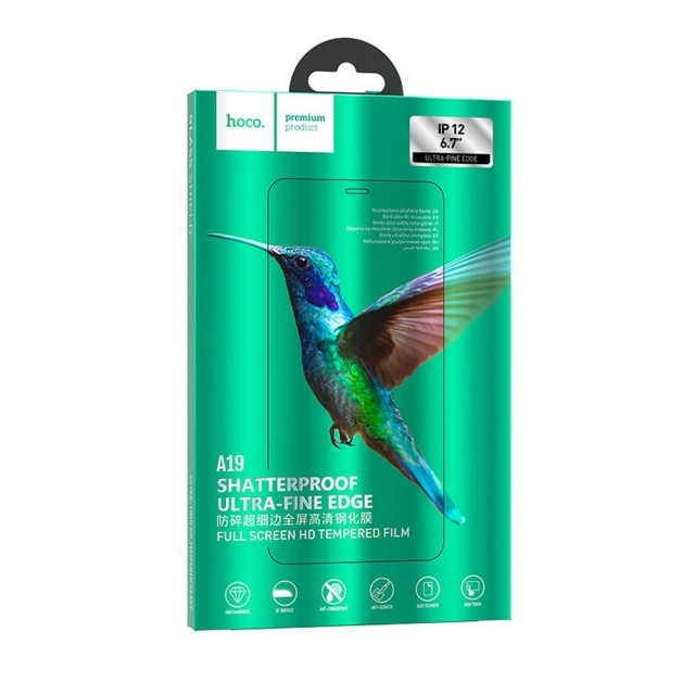 Tempered Glass Hoco Shatterproof Ultra-Fine Edge A19 Fullscreen HD 9H για Apple iPhone 12 Mini Μαύρο